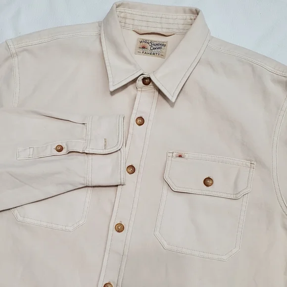 Faherty Sunwashed Organic Cotton CPO Shirt Jacket Sea Salt Mens XL - Picture 4 of 14